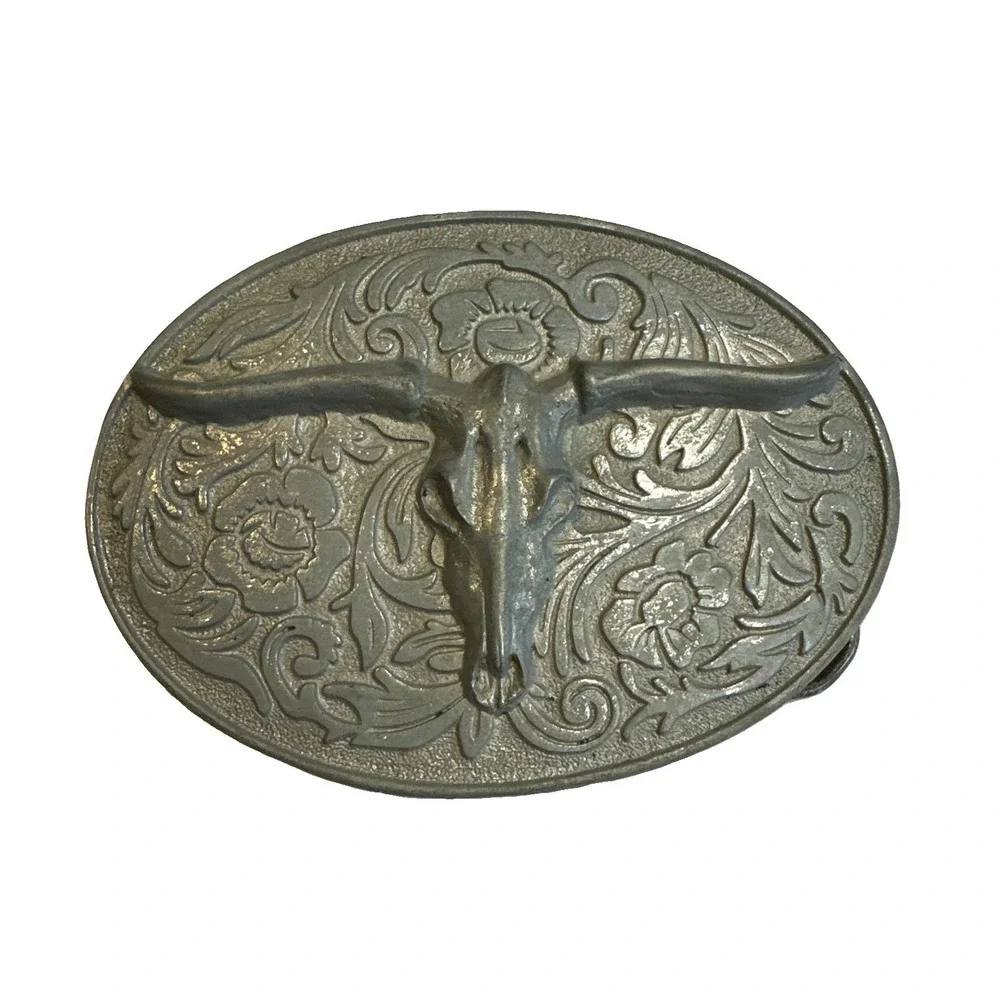 Longhorn Skull Western Paisley Belt Buckle 4